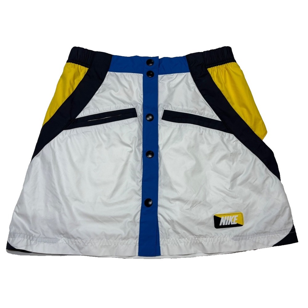 NIKE Womens Skirt Size XS NSW Woven Retro‎ Moto Mesh Lined Button Front White